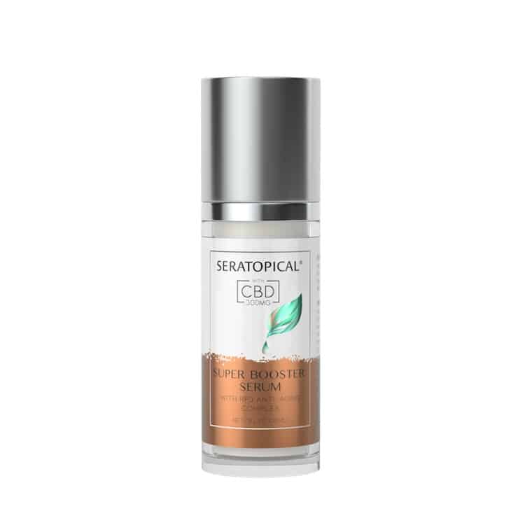 A bottle of Seratopical Super Booster Serum With CBD, which is the eleventh best anti-aging moisturizer