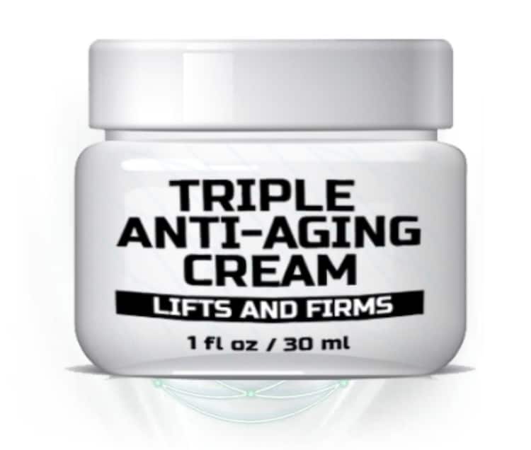 A bottle of Triple Anti-Aging Cream, which is the second best anti-aging moisturizer