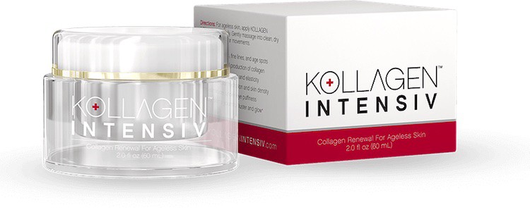 A bottle and a box of Kollagen Intensiv, which is the fifth best anti-aging moisturizer