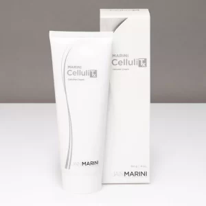A white tube of Jan Marini CelluliTx Cellulite Cream with its container