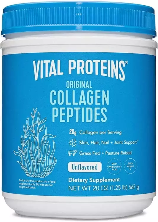 a blue bottle of Collagen Peptides By Vital Proteins