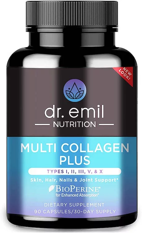 a bottle of Dr. Emil Nutrition Multi Collagen Plus Pills