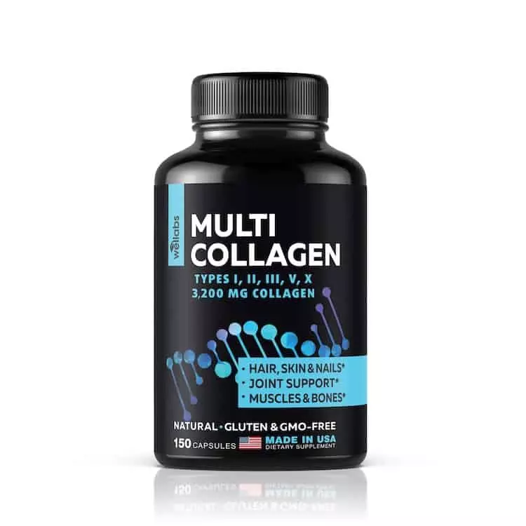a black bottle of Multi-Collagen Capsules By Wellabs